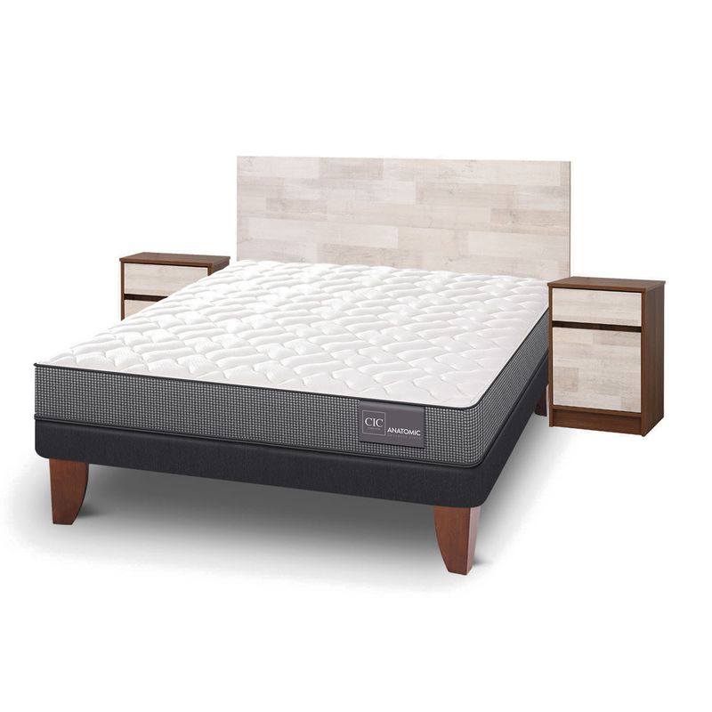 CIC - Cama Europea Anatomic 2 Plazas Bn 150 X 200 Cm + Muebles Legno Cic