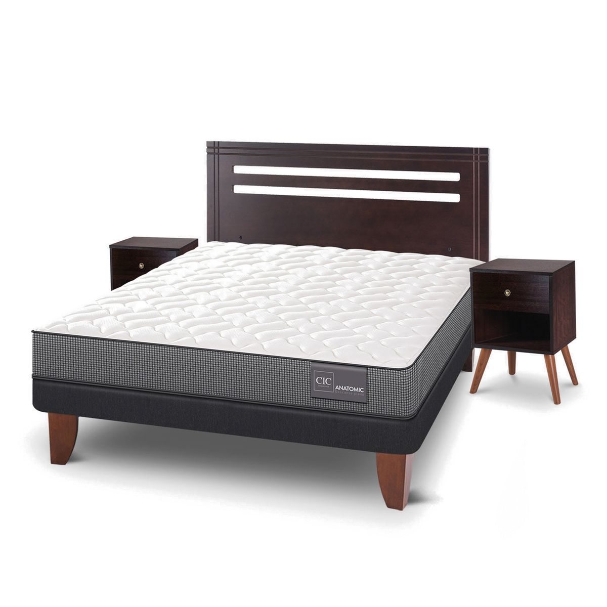 CIC - Cama Europea Anatomic 2 Plazas + Muebles Cic