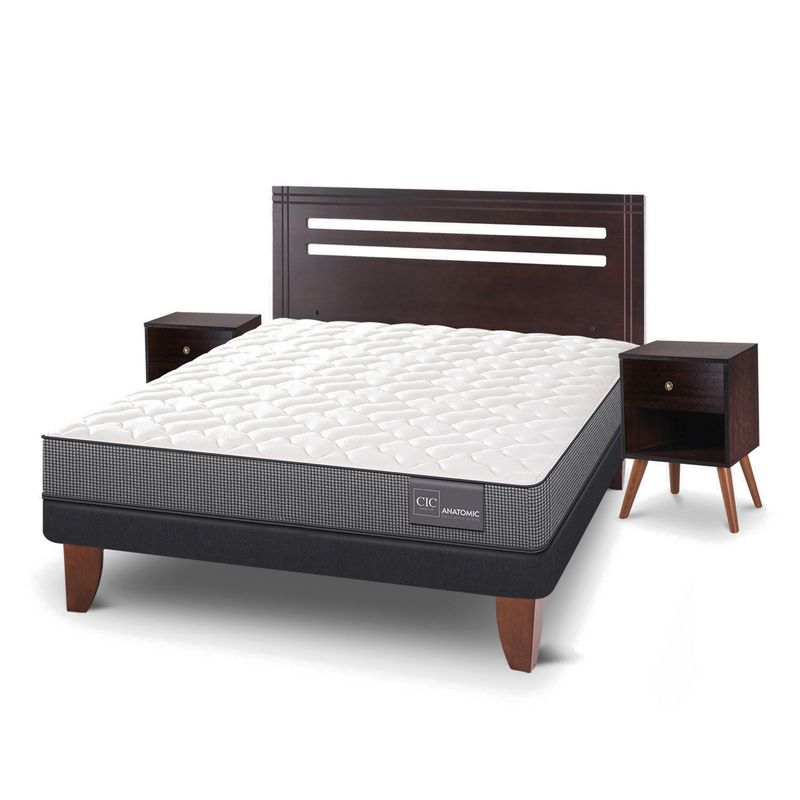 CIC - Cama Europea Cic Anatomic 2 Plazas + Muebles