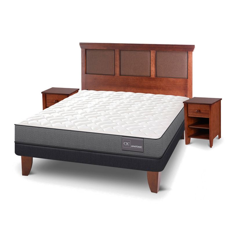 CIC - Cama Europea Anatomic 2 Plazas Base Normal 150X200 Cm + Muebles Torino Cic