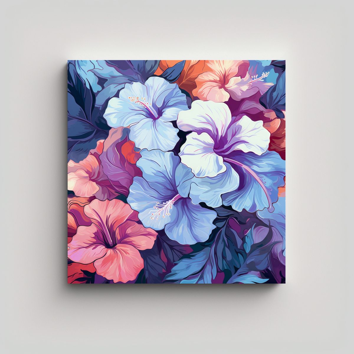 GENERICO - Patron Florido Ilustrado Cuadro Decorativo Arte 70x70 Cm