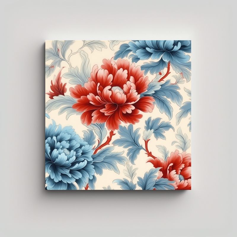 GENERICO - Cuadro Floral Vintage Sublimado En Tela Patrón 50x50 Cm
