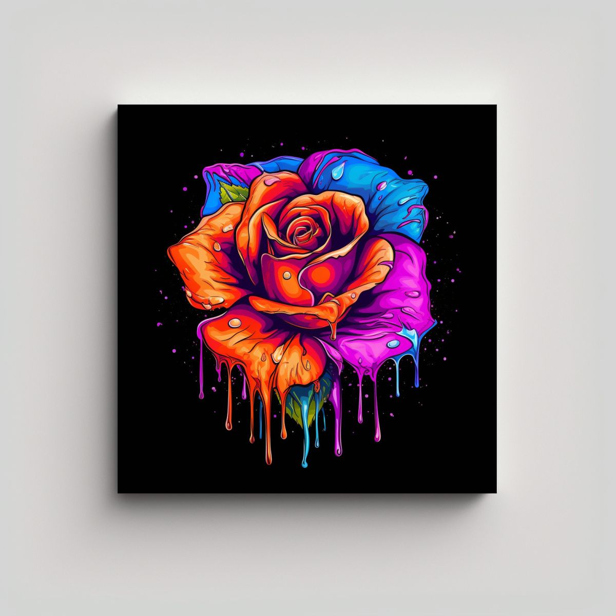 GENERICO - Pintura Decorativa Vibrante Rosa Multicolor Goteo 90x90 Cm