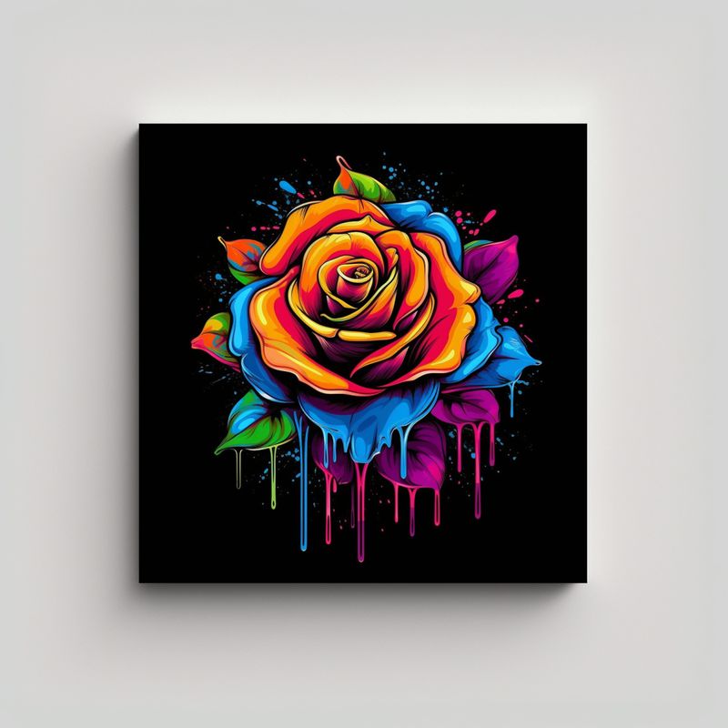 GENERICO - Rosa Calida Neon Vibrante Sala Arte Pintura En 70x70 Cm