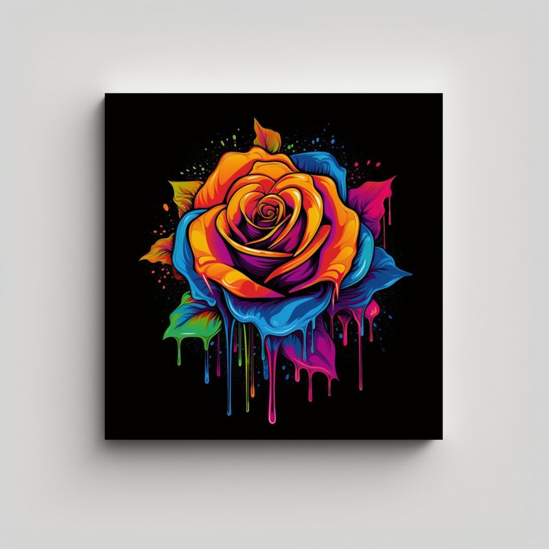 GENERICO - Pintura Neon Vibrante Multicolor Rosa Goteo Arte 90x90 Cm
