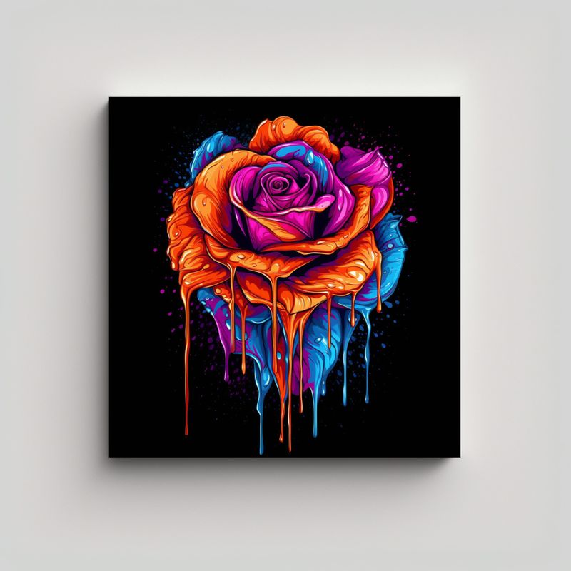 GENERICO - Belleza Natural Rosa Multicolor Vanguardia Cuadro 50x50 Cm