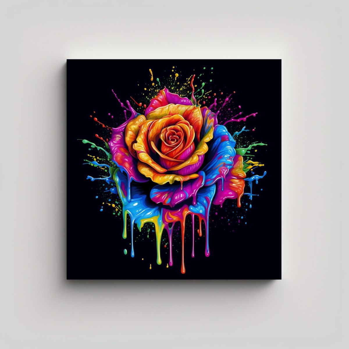 GENERICO - Arte Grafico Multicolor Rosa Goteo Pintura 80x80 Cm