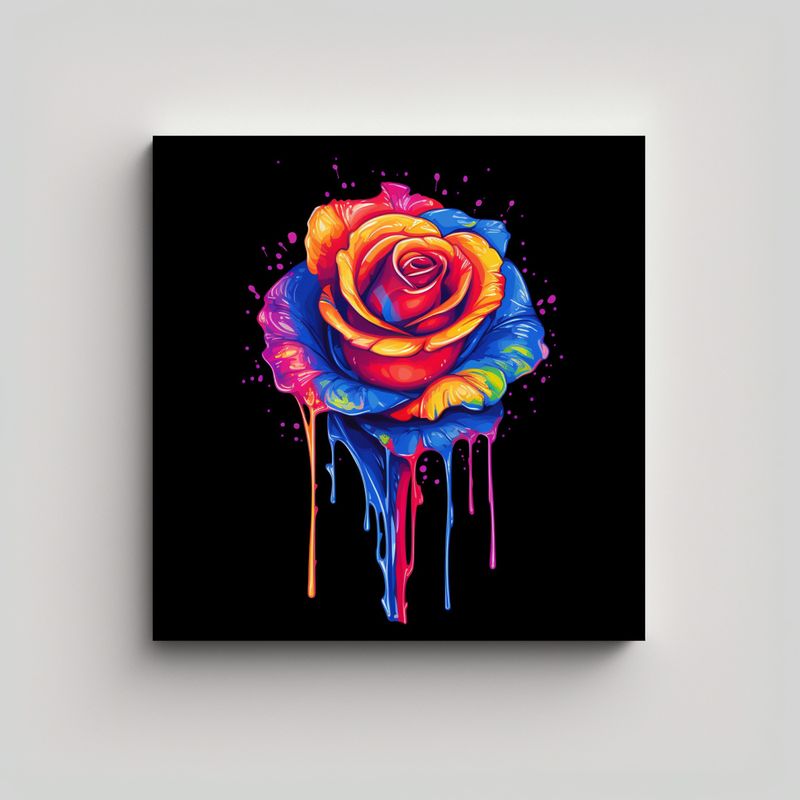 GENERICO - Multicolor Pintura Goteo Rosa Estilo Clásico En 80x80 Cm