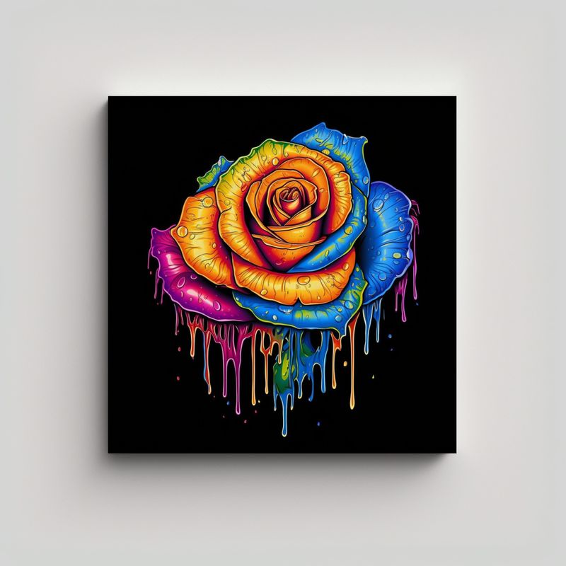 GENERICO - Arte Creativa Pintura Goteante Rosa Arcoíris 80x80 Cm