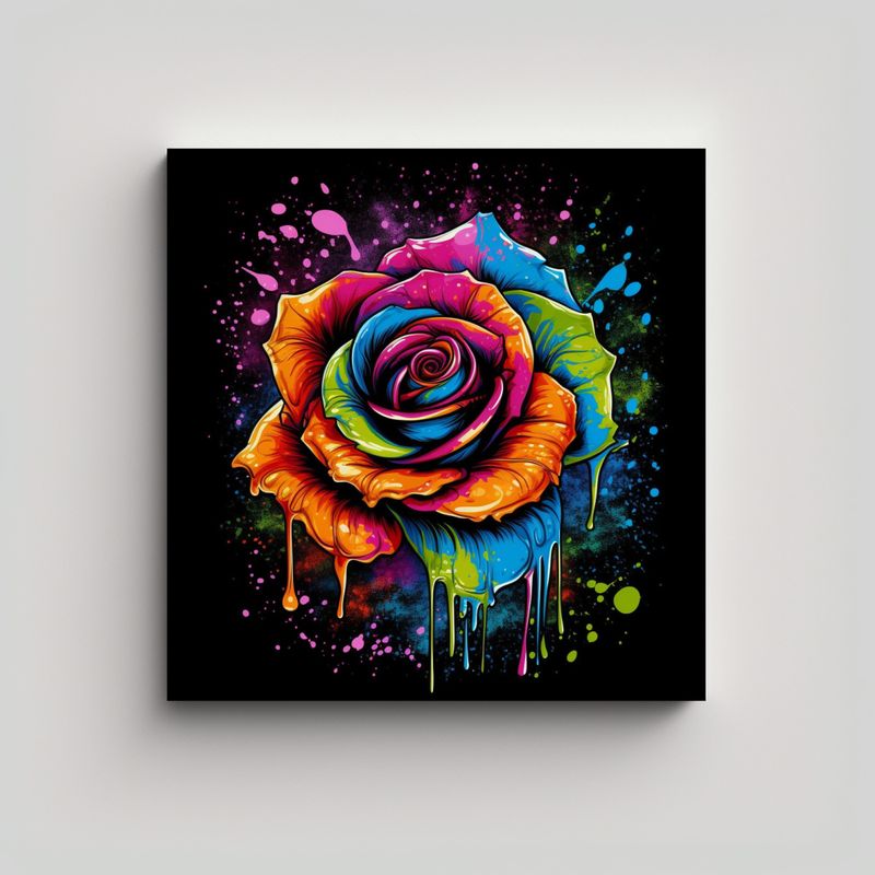 GENERICO - Arte Moderno Juvenil Rosas De Colores Lluvia De 70x70 Cm