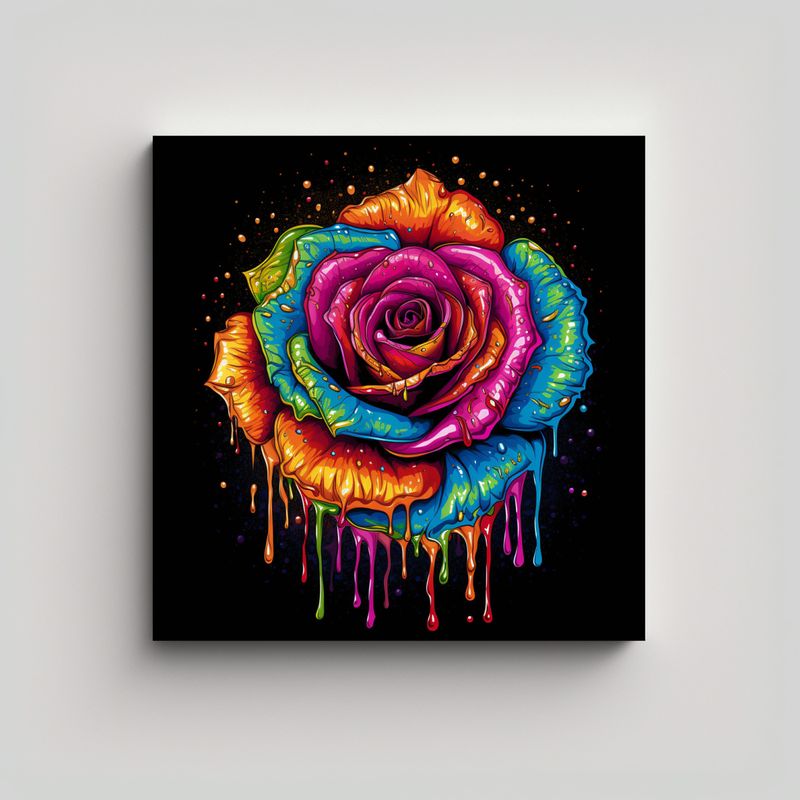 GENERICO - Intenso Poder Colores Arcoiris Rosa Goteo Pintura 50x50 Cm
