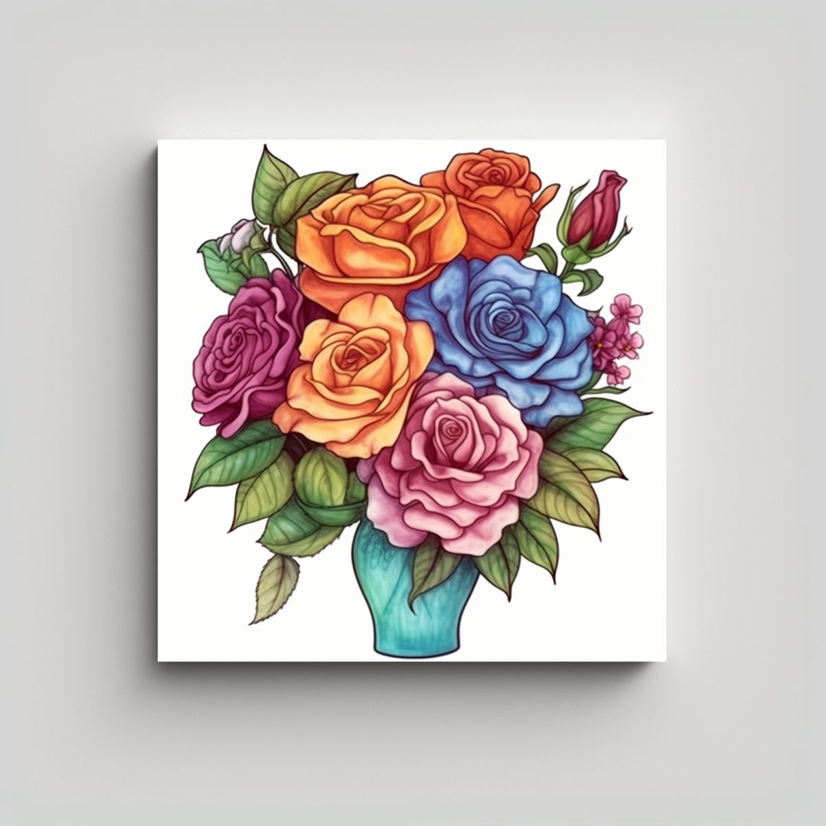 GENERICO - Moderno Lienzo De Tela Rosa Bouquet Colección 50x50 Cm