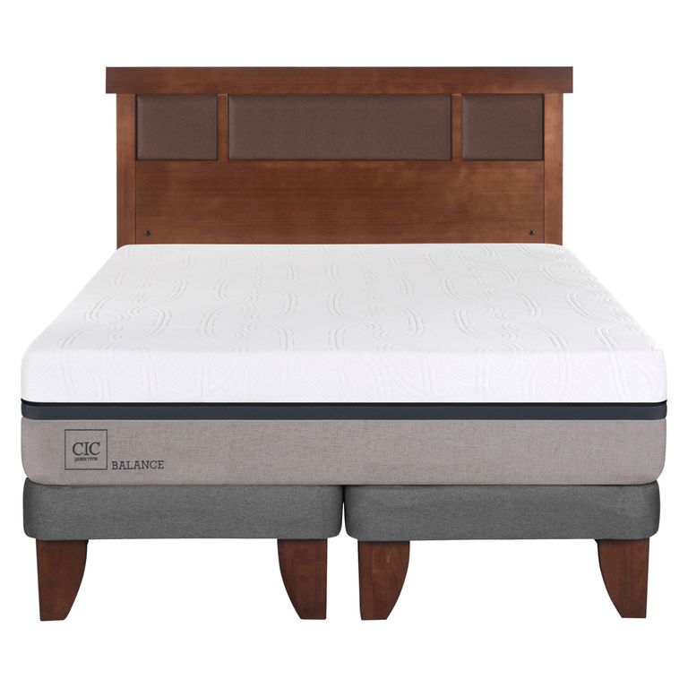 Cama Europea Balance 2 Plazas x 2.00mt Base Dividida + Respaldo