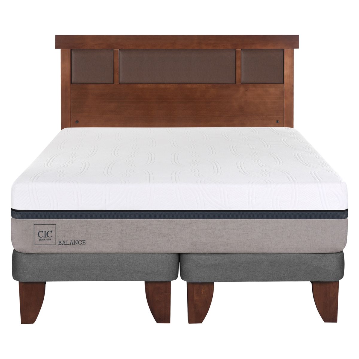 CIC - Cama Europea Balance 2 Plazas x 2.00mt Base Dividida + Respaldo Cic