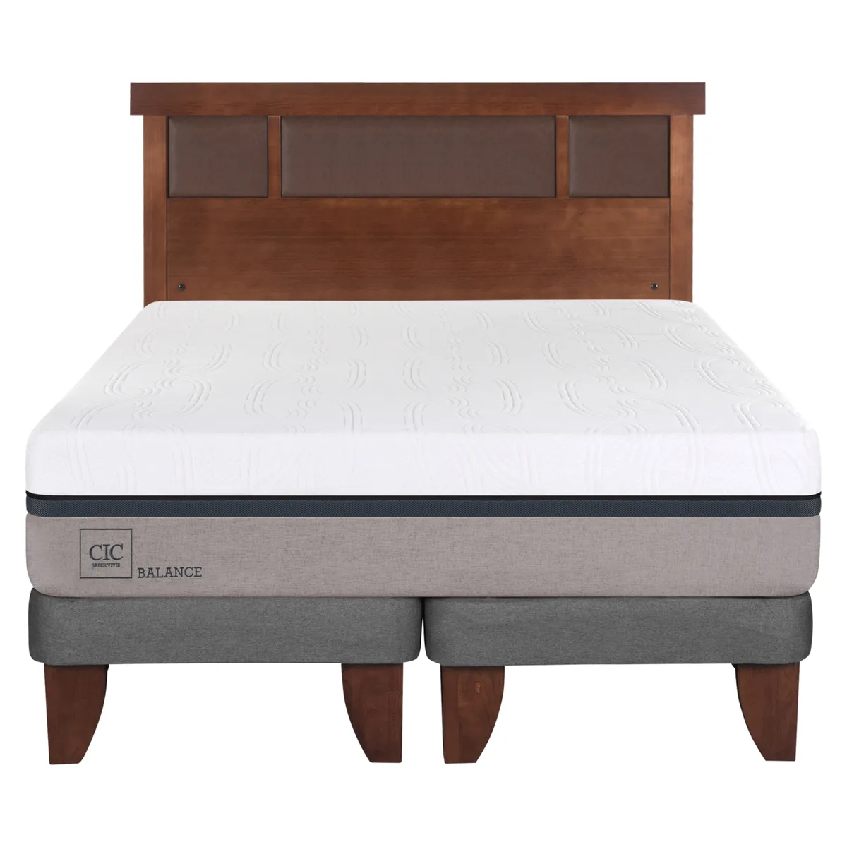 CIC - Cama Europea Balance 2 Plazas x 2.00mt Base Dividida + Respaldo Cic