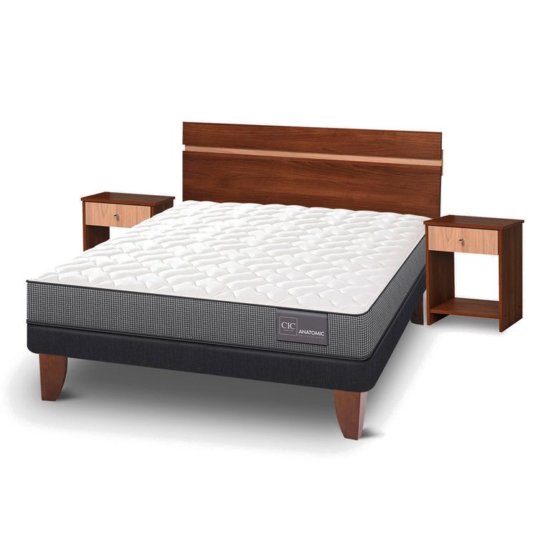 CIC Cama Europea Anatomic 2 Plazas Base Normal 150X200 Cm + Muebles