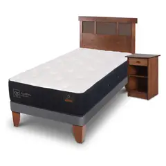 CIC - Cama Europea Premium 1,5 Plazas + Muebles Caramel