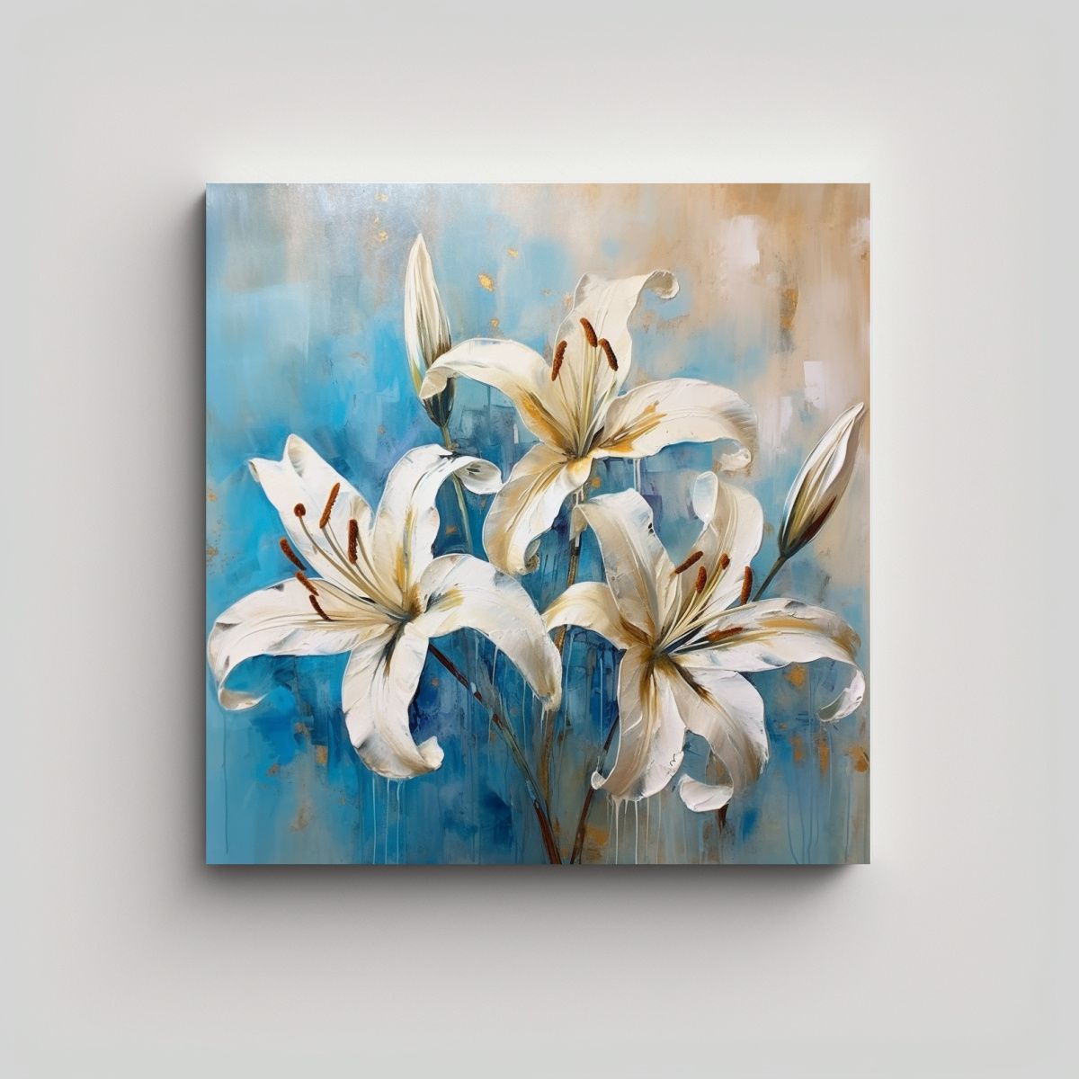 GENERICO - Pintura Al Óleo Estilo Abstracto Lirios 50x50 Cm