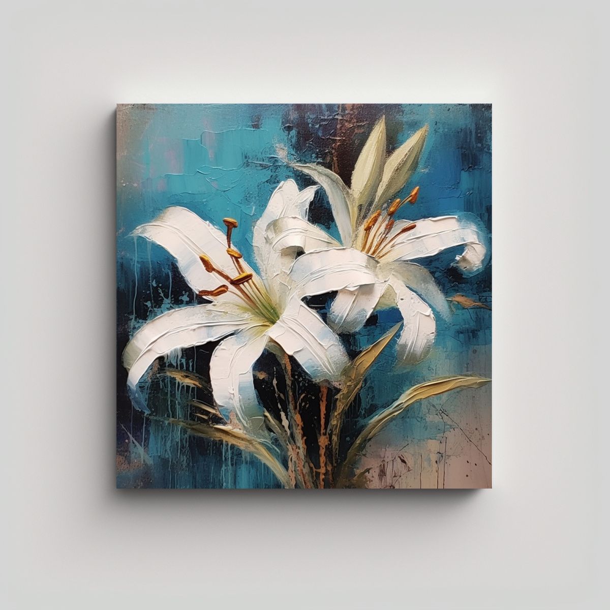 GENERICO - Lienzo Abstracto Aceite Estilo Minimalista Lirios 90x90 Cm