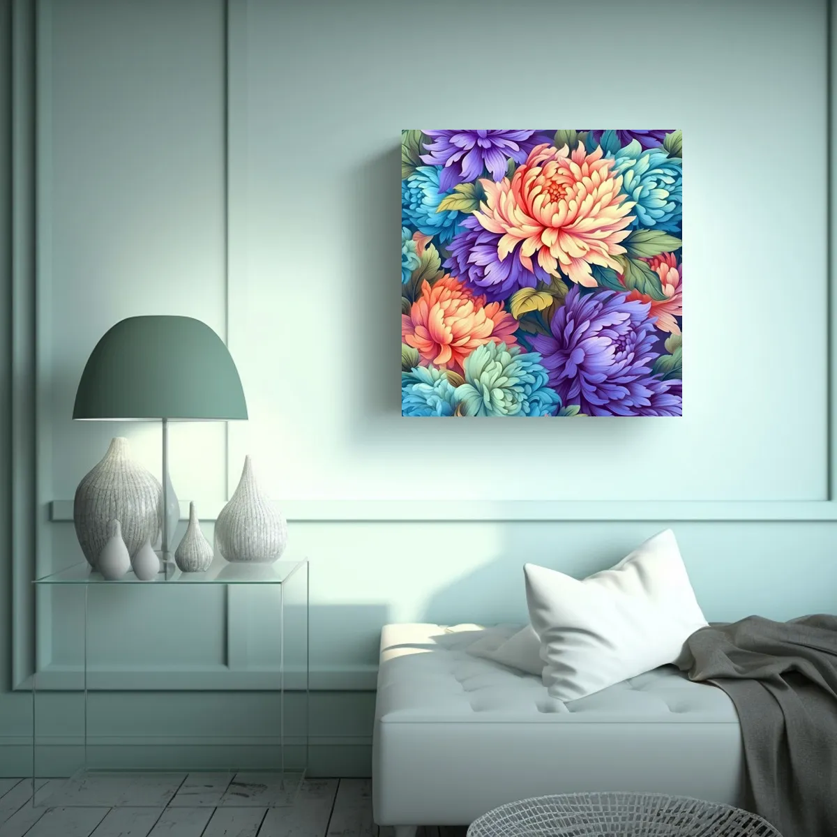 GENERICO - Arte De Pared Floral Sin Costura Elegante Y 80x80 Cm