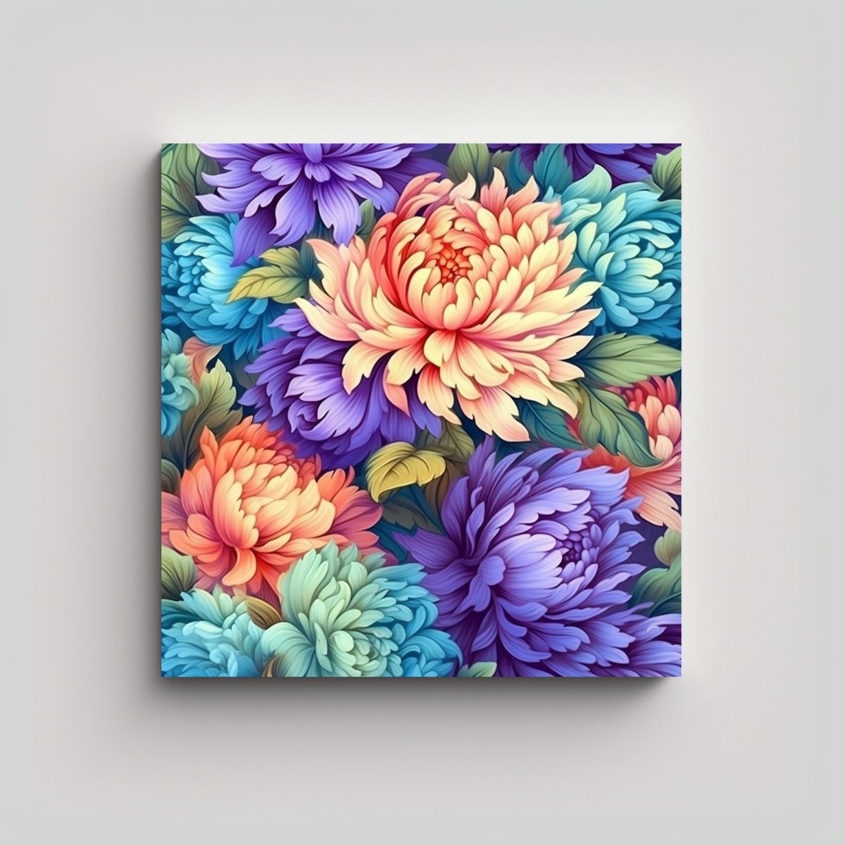 GENERICO - Arte De Pared Floral Sin Costura Elegante Y 70x70 Cm