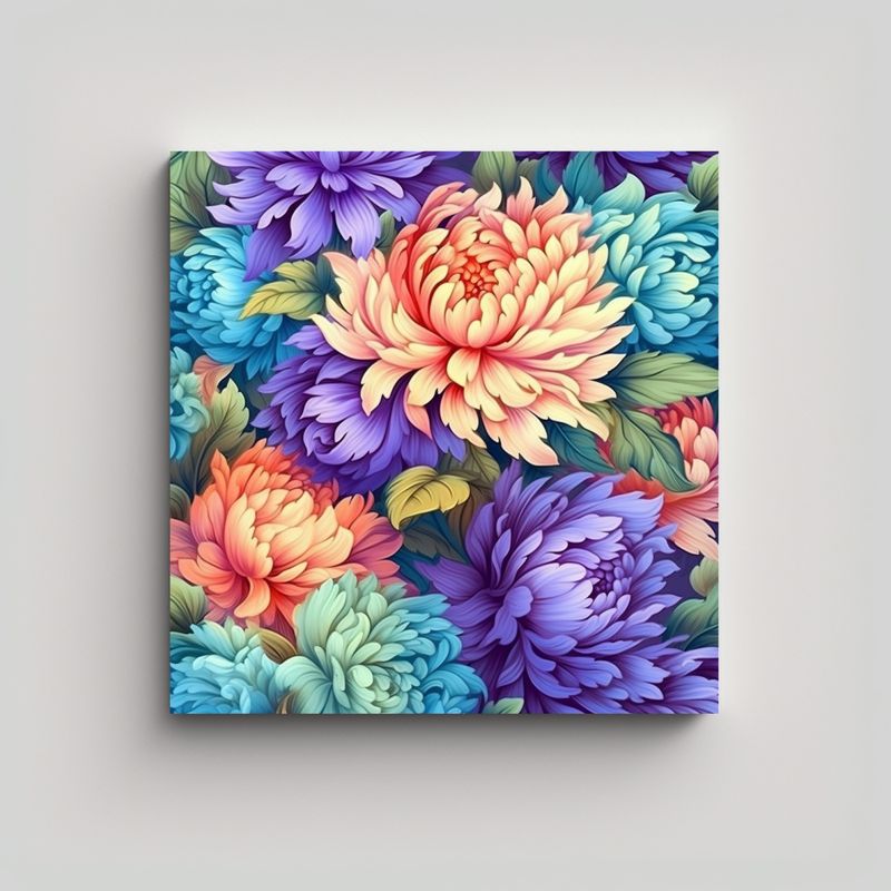 GENERICO - Arte De Pared Floral Sin Costura Elegante Y 70x70 Cm
