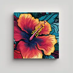 GENERICO - Ilustración Detallada De Flor De Hibisco Para 60x60 Cm
