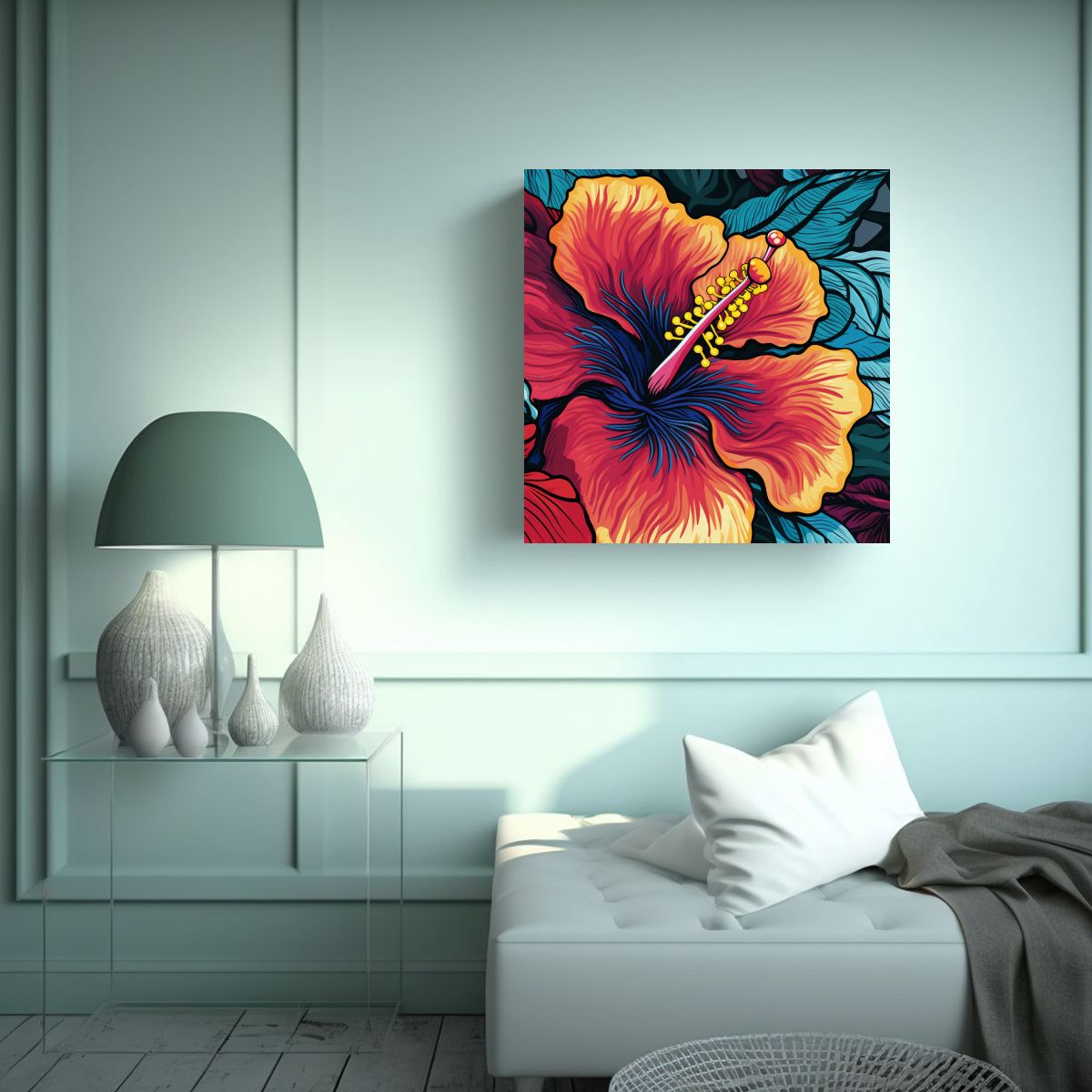 GENERICO - Ilustración Detallada De Flor De Hibisco Para 60x60 Cm