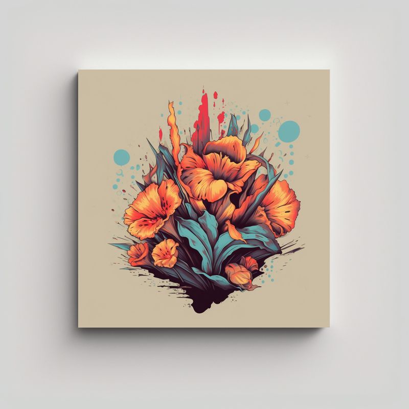 GENERICO - Arte Abstracto Floral Vectorial Para Comedor 80x80 Cm