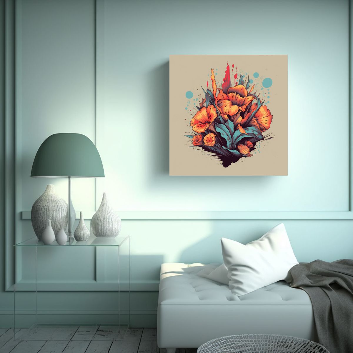 GENERICO - Arte Abstracto Floral Vectorial Para Comedor 80x80 Cm