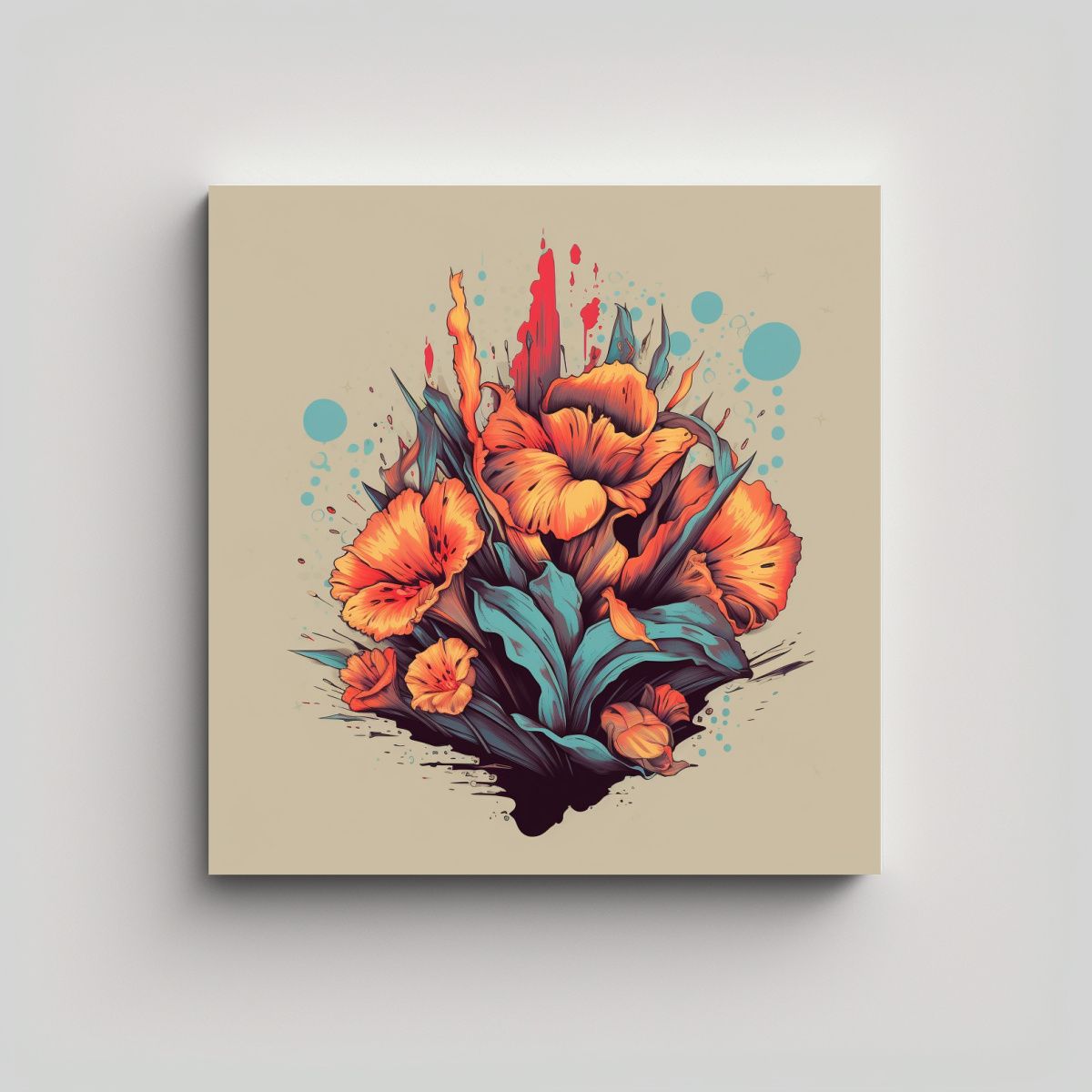 GENERICO - Arte Abstracto Floral Vectorial Para Comedor 70x70 Cm