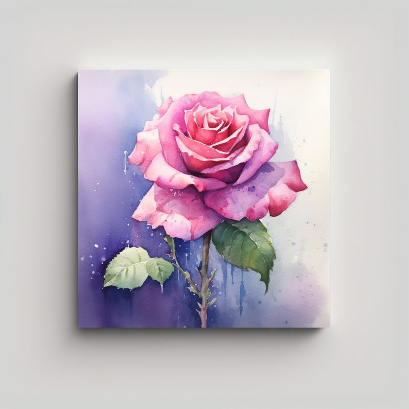 GENERICO - Lienzo De Acuarela Rosa Expresiva, Decoración 90x90 Cm