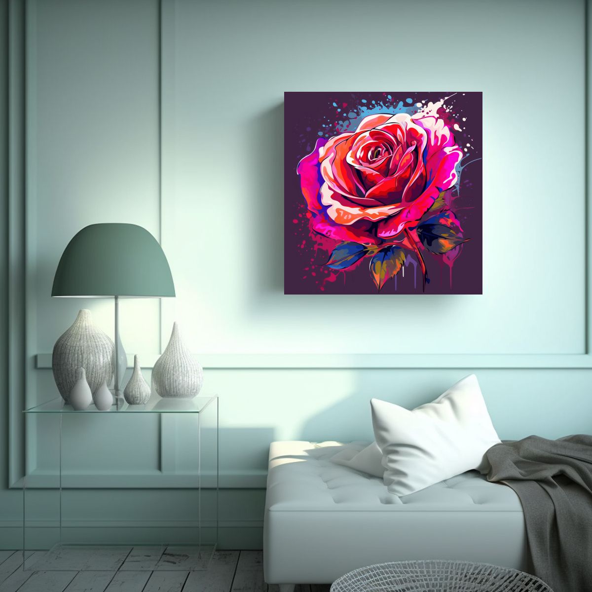 GENERICO - Rosa Roja Ilustración Vectorial Elegante 80x80 Cm