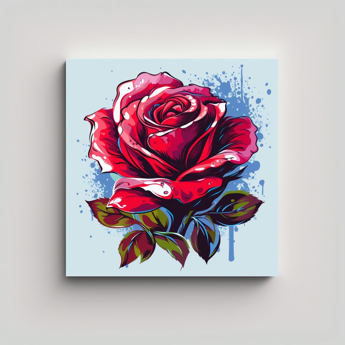 GENERICO - Vector Gráfico Elegante Rosa Roja Ilustración 50x50 Cm