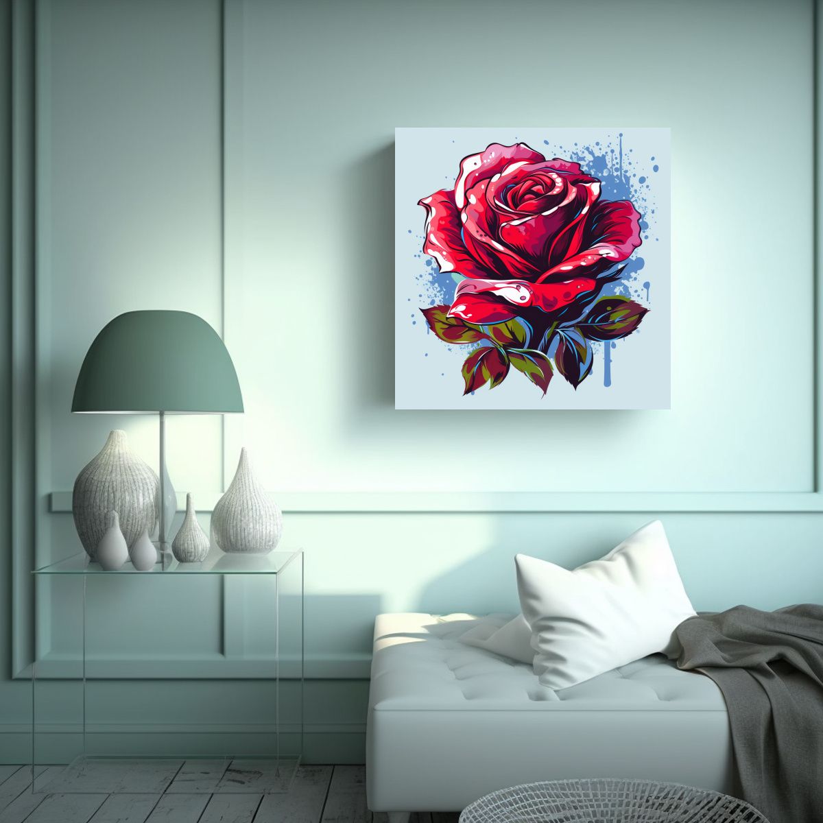 GENERICO - Vector Gráfico Elegante Rosa Roja Ilustración 50x50 Cm