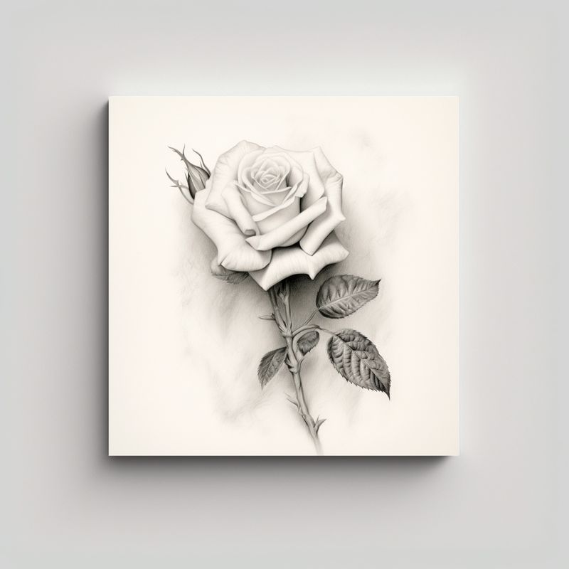 GENERICO - Cuadro De Rosa Brillante Línea Fina Arte Floral 50x50 Cm