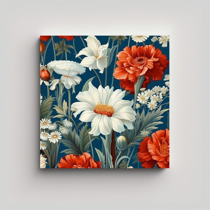 GENERICO - Pintura Decorativa Vintage Flores Silvestres Lujo 70x70 Cm