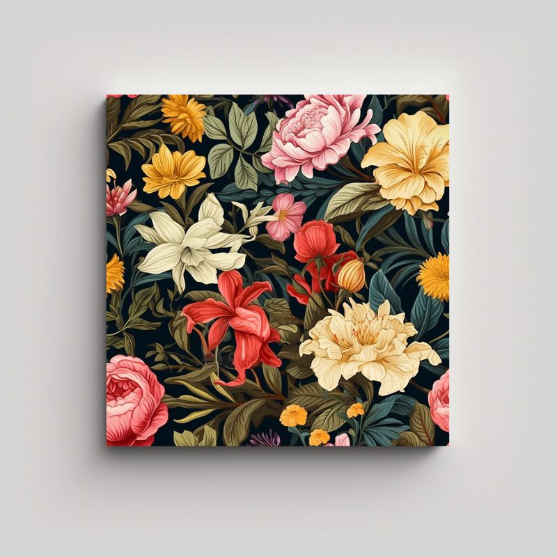 GENERICO - Patrón Floral Vintage Lienzo Calidos Bonito Sin 80x80 Cm