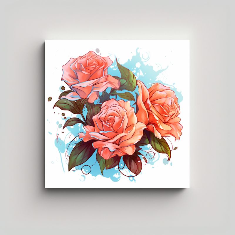 GENERICO - Arte De Pared Época Rosas, Ilustración Anime 60x60 Cm