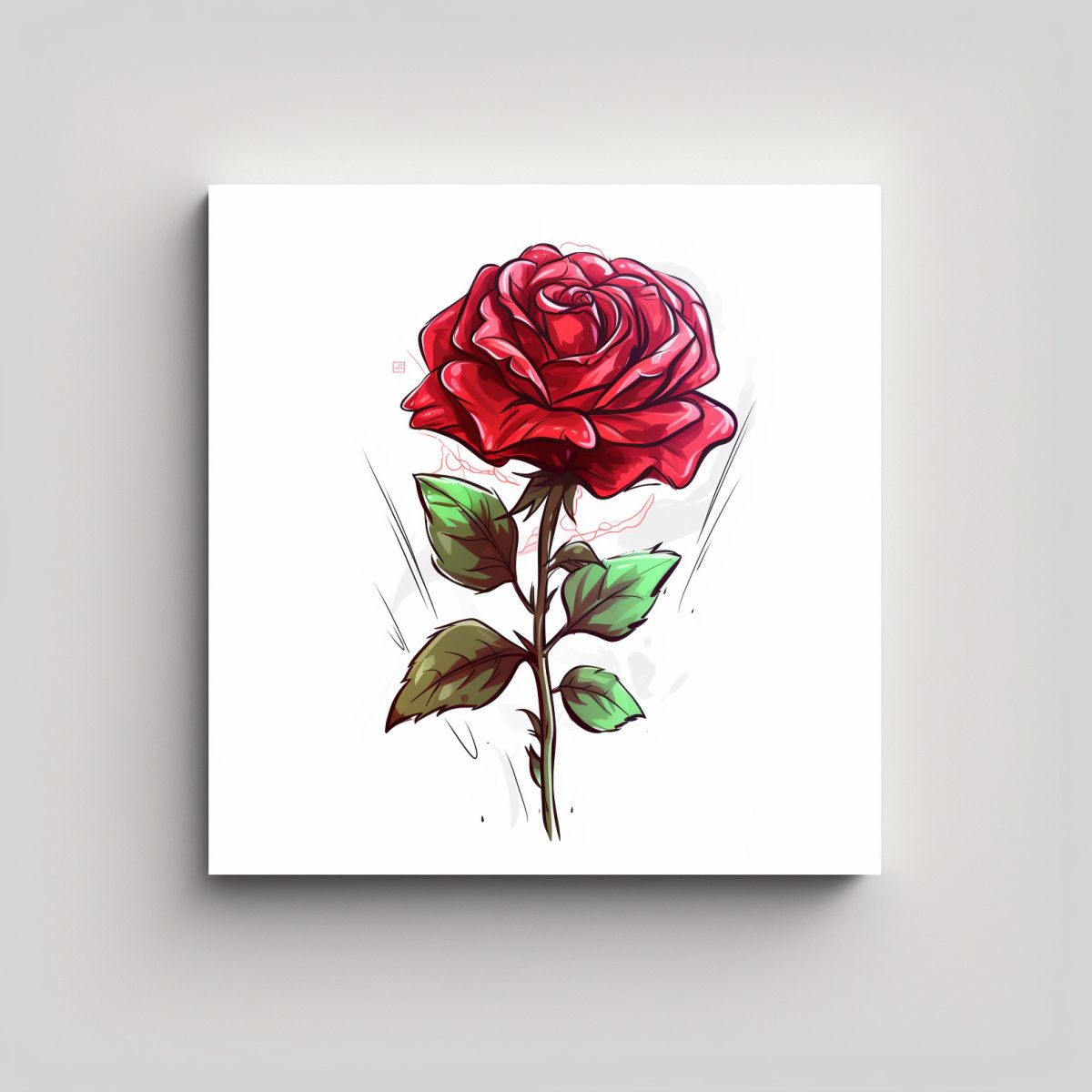 GENERICO - Ilustración Estilo Anime De Rosa Única En Arte 80x80 Cm