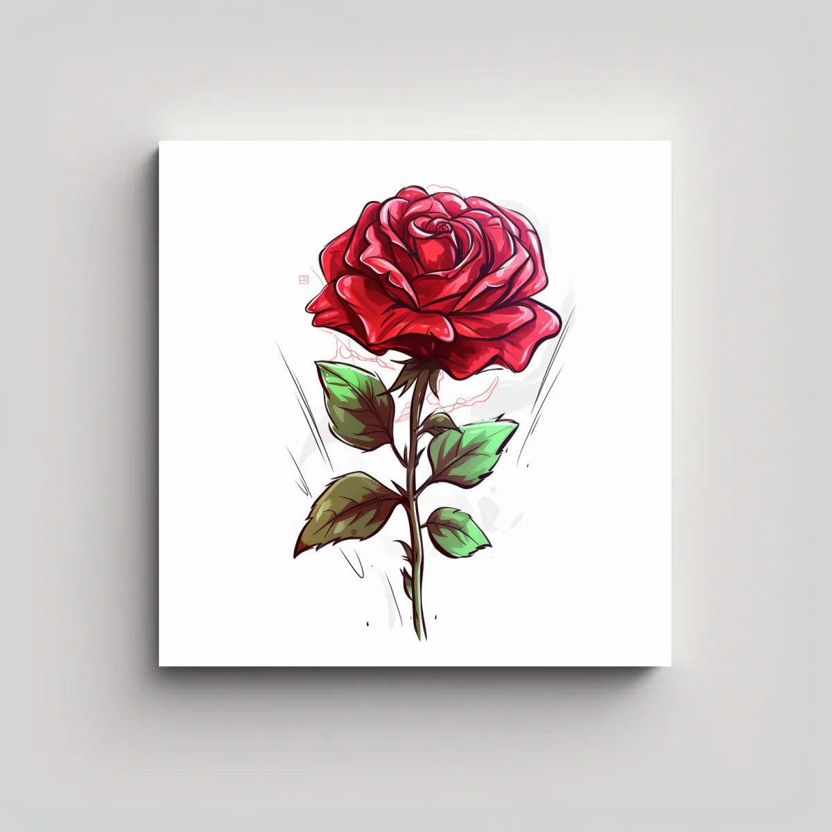 GENERICO - Ilustración Estilo Anime De Rosa Única En Arte 50x50 Cm
