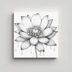 GENERICO - Pintura Exquisita De Loto Multicolor Con Detalle 90x90 Cm