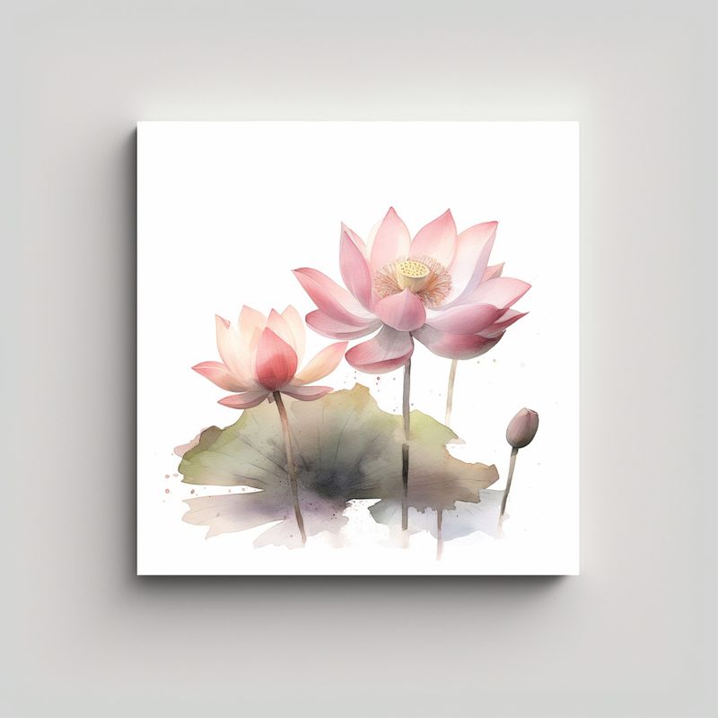 GENERICO - Loto Rosa Pequeño Arte Pared Brillo Gota Gama 60x60 Cm