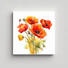 GENERICO - Vitalidad Elfiky Poppy Flores Acuarela 50x50 Cm