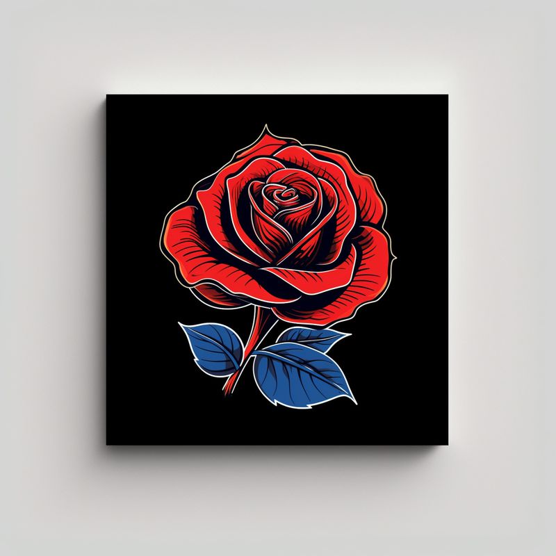 GENERICO - Vanguardia Lienzo Regalo Arte Pop Rosa Roja Fondo 90x90 Cm