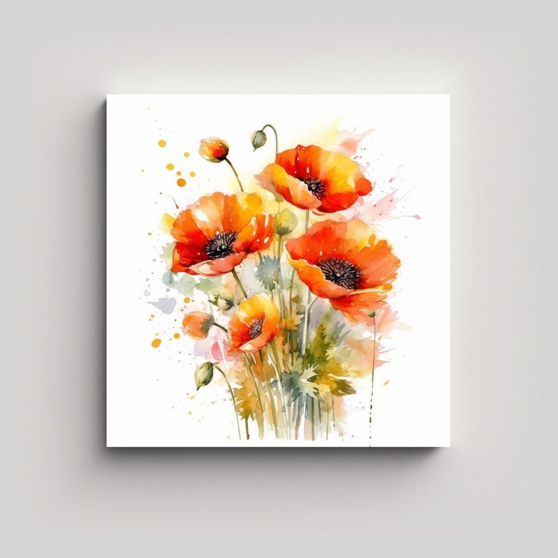 GENERICO - Figuras Elfiky Poppy Flores Acuarela Sublimada 90x90 Cm