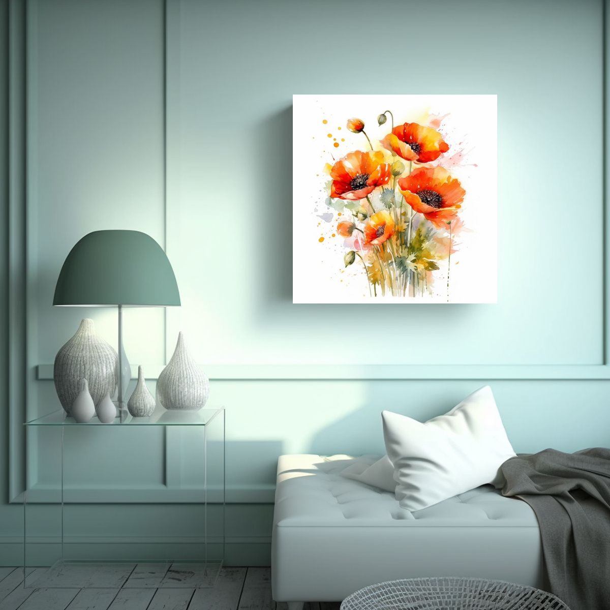 GENERICO - Figuras Elfiky Poppy Flores Acuarela Sublimada 80x80 Cm