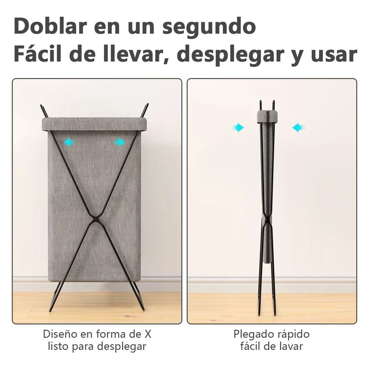 KUANGYE - Cesto Ropa Sucia Plegable Canasto Organizador Gris