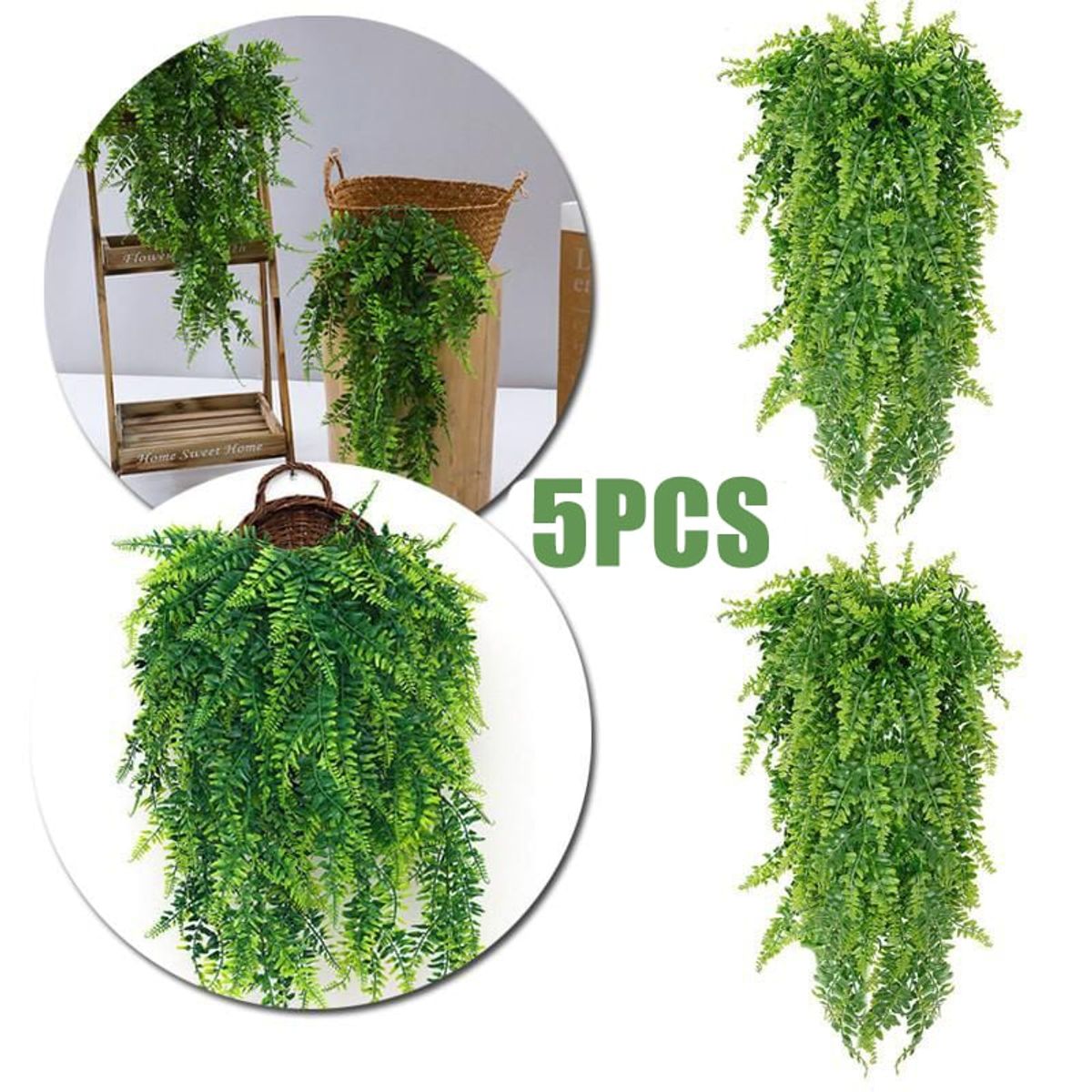 KUANGYE - 5 Planta artificial De Helecho 81CM, Decoración Del Hogar