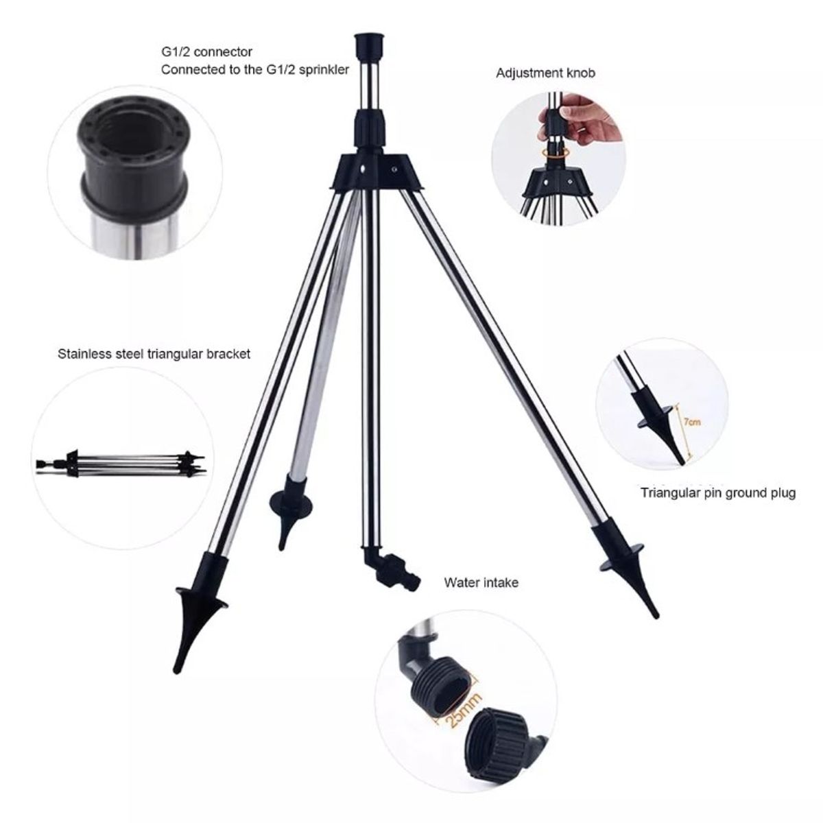 KUANGYE - Kit De Riego- Aspersor Impacto Bronce 12 Y Trípode Aluminio…